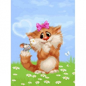 Раскраски по номерам - Рыжая кошечка, 30 х 40 см. (Белоснежка, 082-AS)